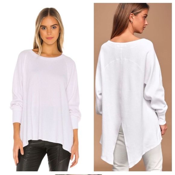 NWT We The Free | Free People Amelia Waffle Knit Oversized Top - Picture 2 of 8